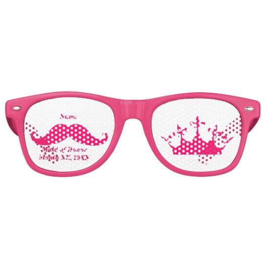 Maid of Honor Roze snor Partij Retro Zonnebril (Voorkant)