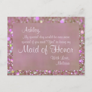 Maid of Honor -  Roze Uitnodiging Briefkaart