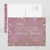 Maid of Honor -  Roze Uitnodiging Briefkaart (Voorkant / Achterkant)