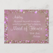 Maid of Honor - Roze Uitnodiging Briefkaart (Voorkant)