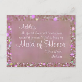 Maid of Honor -  Roze Uitnodiging Briefkaart