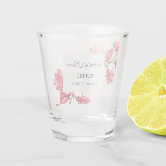 Maid of Honor Roze Witte Huwelijk Shot Glas (Achterkant)
