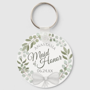 Maid of Honor Rustic Eucalyptus Wreath Wedding Sleutelhanger