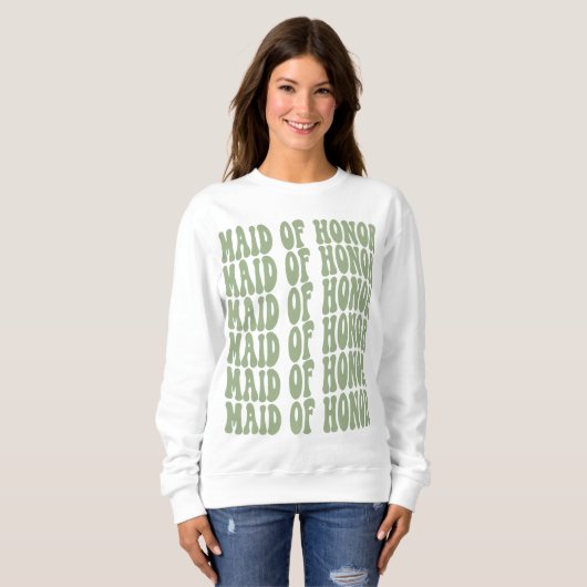 Maid of Honor Sage Green Matching Bridal Party Trui (Voorkant volledig)