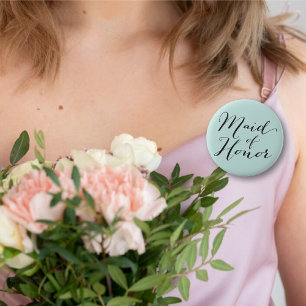 Maid of Honor Script Chic Wedding Bridal Party Ronde Button 5,7 Cm