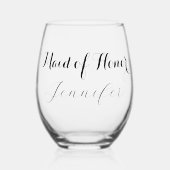 Maid of Honor Script Custom Name Gifts Bruiloft Wijnglas Zonder Voet (Voorkant)