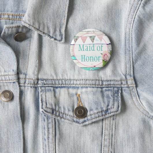 Maid of Honor Shabby  Rustic Wedding Button (In situ)