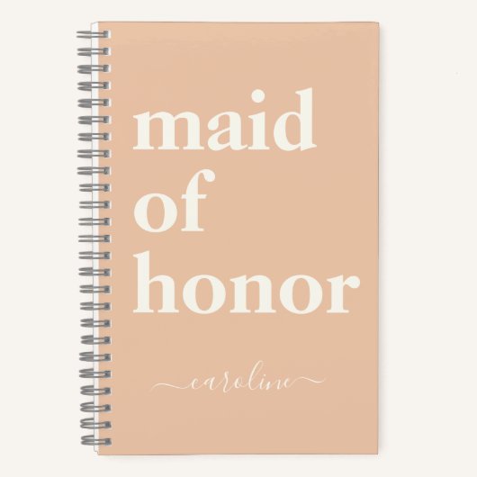 Maid of Honor Simple Minimalist Modern Name Peach Notitieboek (Voorkant)