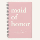 Maid of Honor Simple Minimalist Modern Name Pink Notitieboek (Voorkant)
