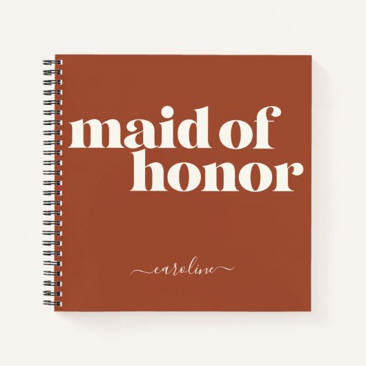 Maid of Honor Simple Minimalist Modern Name Rust Notitieboek (Voorkant)