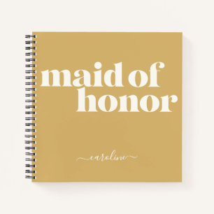 Maid of Honor Simple Minimalist Name Mustard Notitieboek