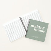 Maid of Honor Simple Minimalist Name Sage Green Notitieboek (Binnen)
