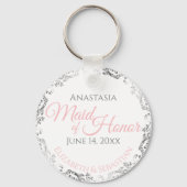 Maid of Honor Sleutelhanger Wedding Gift Pink & Gr (Voorkant)