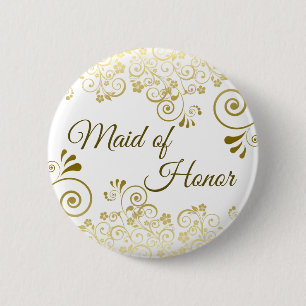 Maid of Honor Sophisticated Gold filigraan bruilof Ronde Button 5,7 Cm