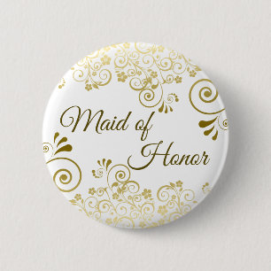 Maid of Honor Sophisticated Gold Filigree Wedding Ronde Button 5,7 Cm