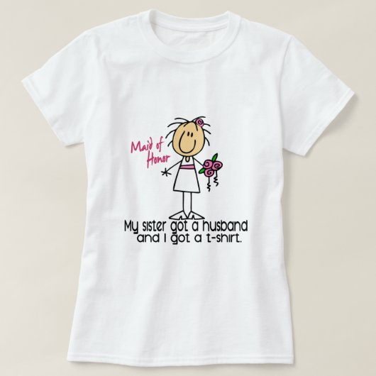 Maid of Honor Stick Figuur I heeft een TShirt (zus (Design voorkant)