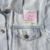 MAID OF HONOR Sweet Garden Stripe Trouwnaam Tag Vierkante Button 5,1 Cm (In situ)