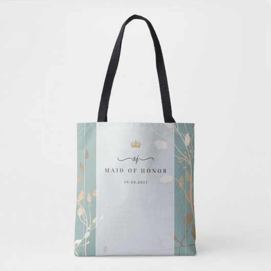 Maid of Honor Tote Bag | Sage Green & Gold (Voorkant)
