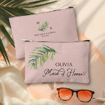 Maid of Honor Tropisch palmblad elke kleur Etui<br><div class="desc">Bruids feestgeschenk om te personaliseren voor uw bruidsmeisje - of iemand in uw bruiloft. Bruidsmeisje is bedrukt in swirly handgeschreven kalligrafie, en je kunt dit gemakkelijk naar een andere rol schakelen, door het ontwerpgereedschap in te voeren. Het ontwerp is voorzien van een waterverf tropisch palmblad dat ook wordt gebruikt in...</div>