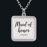 Maid of Honor trouwring patroon en naam Zilver Vergulden Ketting<br><div class="desc">Maid of Honor trouwring patroon en naam Ketting.</div>