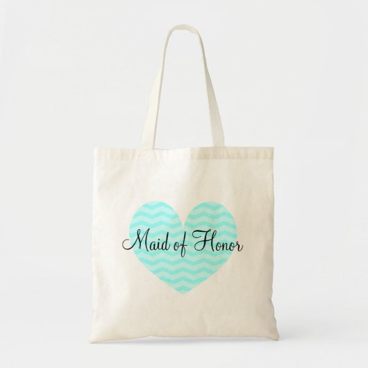 Maid of Honor turquoise hart chevron canvas tas (Voorkant)