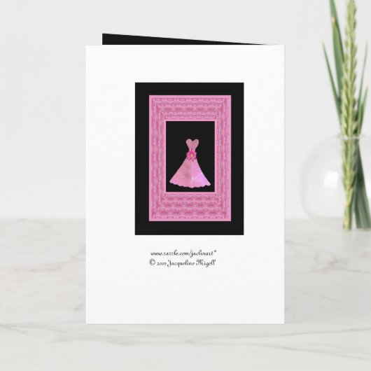 Maid of Honor Uitnodiging ROZE Jurk Petal Trim (Achterkant)