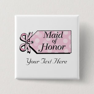 Maid of Honor Vierkante Button 5,1 Cm