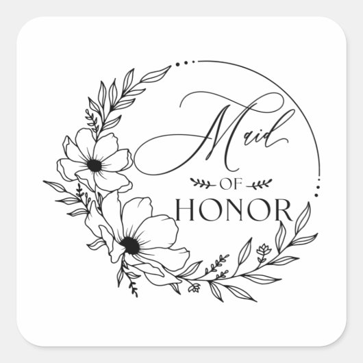 maid of honor vierkante sticker (Voorkant)