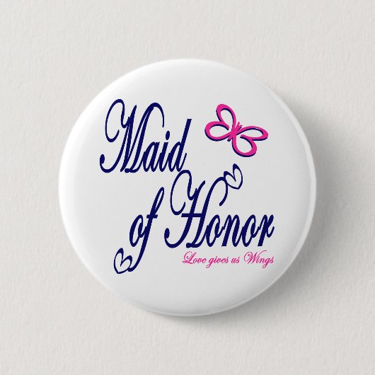 Maid of Honor / Vlinder Ronde Button 5,7 Cm (Voorkant)
