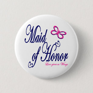 Maid of Honor / Vlinder Ronde Button 5,7 Cm
