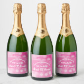 Maid of Honor Voorstel Bubble Sparkly Pink Cute Sparkling Wijnetiket (Flessen)
