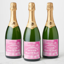Maid of Honor Voorstel Bubble Sparkly Pink Cute
