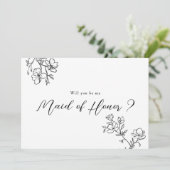 Maid of Honor-voorstel Delicate Flowers Elegant Kaart (Staand voorkant)