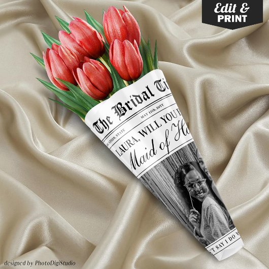 Maid of Honor-voorstel krant Bloemenboeket Inpakpapier Vel