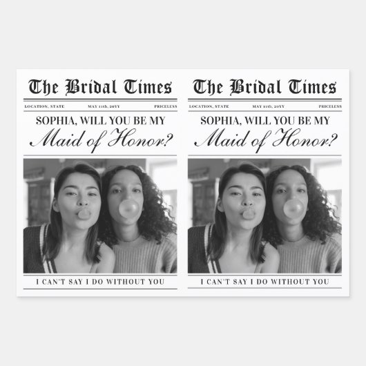 Maid of Honor-voorstel krant Bloemenboeket Inpakpapier Vel (Voorkant 2)