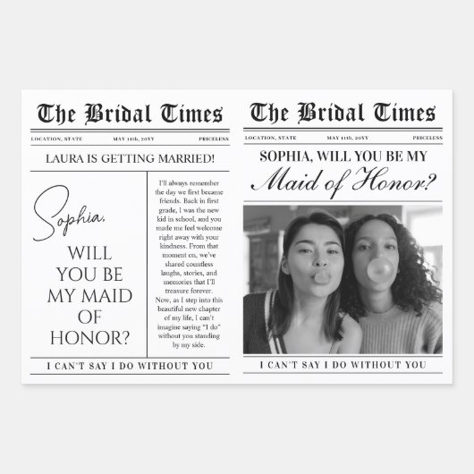 Maid of Honor-voorstel krant Bloemenboeket Inpakpapier Vel (Voorkant)