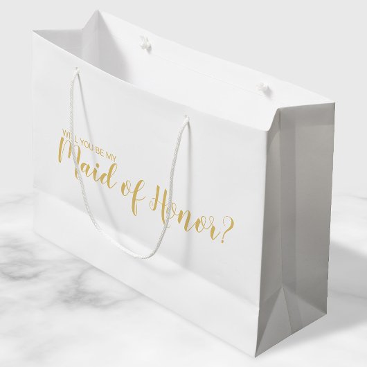 Maid of Honor Voorstel Modern Script Gold Groot Cadeauzakje