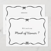 Maid of Honor Voorstel Schattigee Bow Heart lijst Kaart (Voorkant / Achterkant)