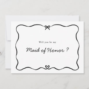 Maid of Honor Voorstel Schattigee Bow Heart lijst Kaart