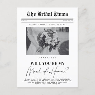 Maid of Honor vraagt, aanpasbare krant Briefkaart