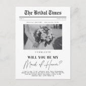 Maid of Honor vraagt, aanpasbare krant Briefkaart (Voorkant)