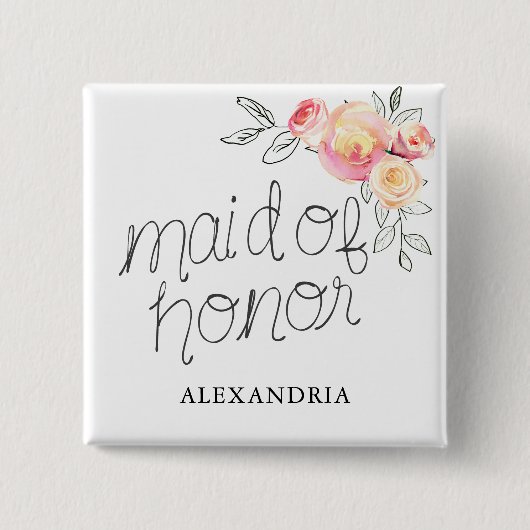 Maid of Honor Vrijgezellenfeest Vierkante Button 5,1 Cm (Voorkant)