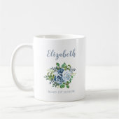 Maid of Honor Waterverf Floral Dusty Blue Wedding Koffiemok (Links)