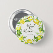 Maid of Honor Waterverf Lemon Wreath Shower Butto Ronde Button 5,7 Cm (Voorkant /achterkant)