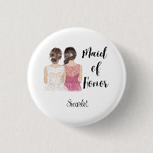 Maid of Honor Wedding Bridal Party Pinback