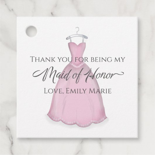 Maid of Honor Wedding  Dress Hartelijk dank Bedankjes Labels (Voorkant)