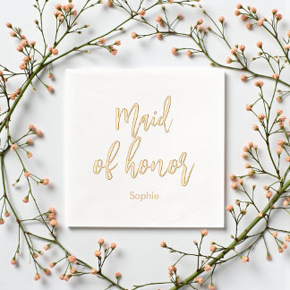 Maid of Honor Wedding Elegant Foil Stamped Napkins Folie Servetten