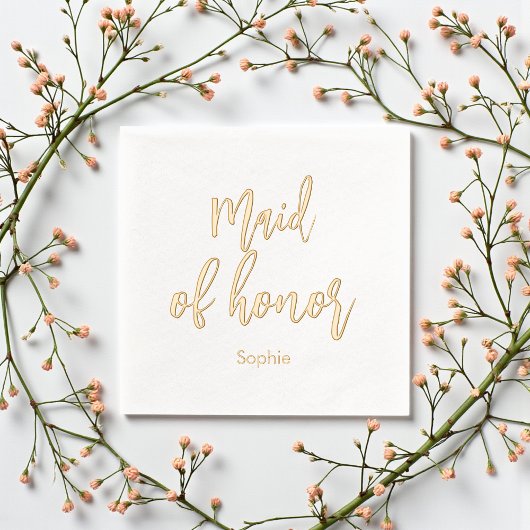 Maid of Honor Wedding Elegant Foil Stamped Napkins Folie Servetten