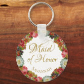 Maid of Honor Wedding Favor Autumn Flowers Sleutelhanger (Voorkant)