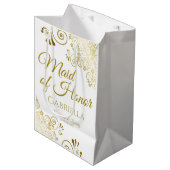Maid of Honor Wedding Gift Bag - Medium Medium Cadeauzakje (Voorkant Gekanteld)